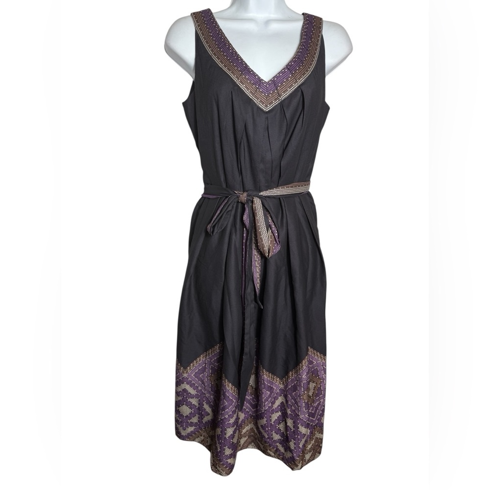 NWT Jones New York Size 6 Black & Purple Modern Sleeveless Wrap Dress 🖤💜🖤